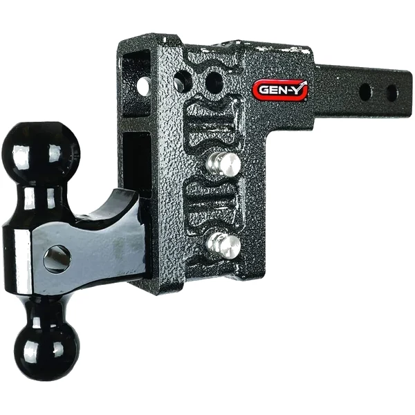Adjustable drop hitch with 2-inch and 2-5/16-inch dual ball mount